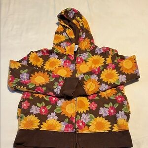 Gymboree Brown Hoodie with Colorful Floral Design